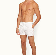 Setter Shorter-Length Tape Trim Swim Shorts | White