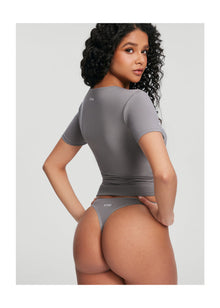 Short Sleeve Crew Neck Top | Cool Gray