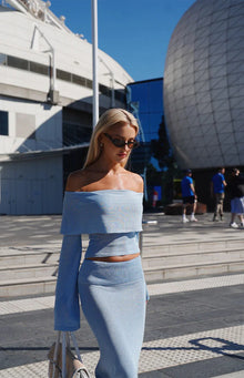 Simona Maxi Knit Skirt | Blue