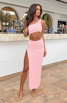 Simone Cut Out One Shoulder Maxi Dress | Pink