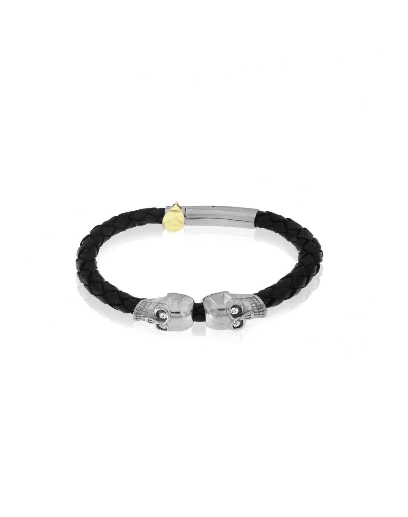 Skull Leather Bracelet | Silver