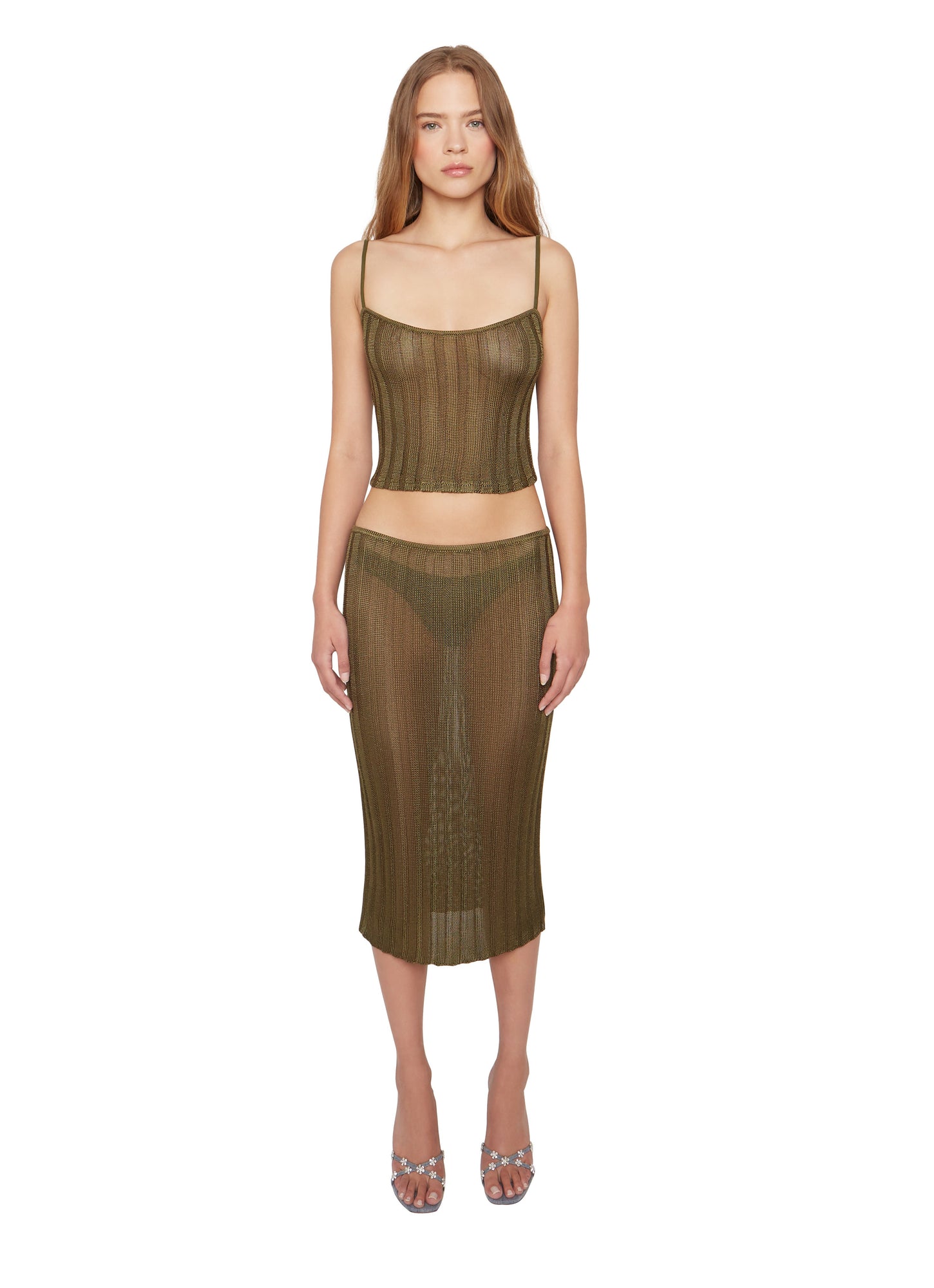 Womens | Slinky Rib Knit Tank | Forest Green