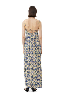 Snake Printed Crinkled Satin Midi Slip Dress | Safari