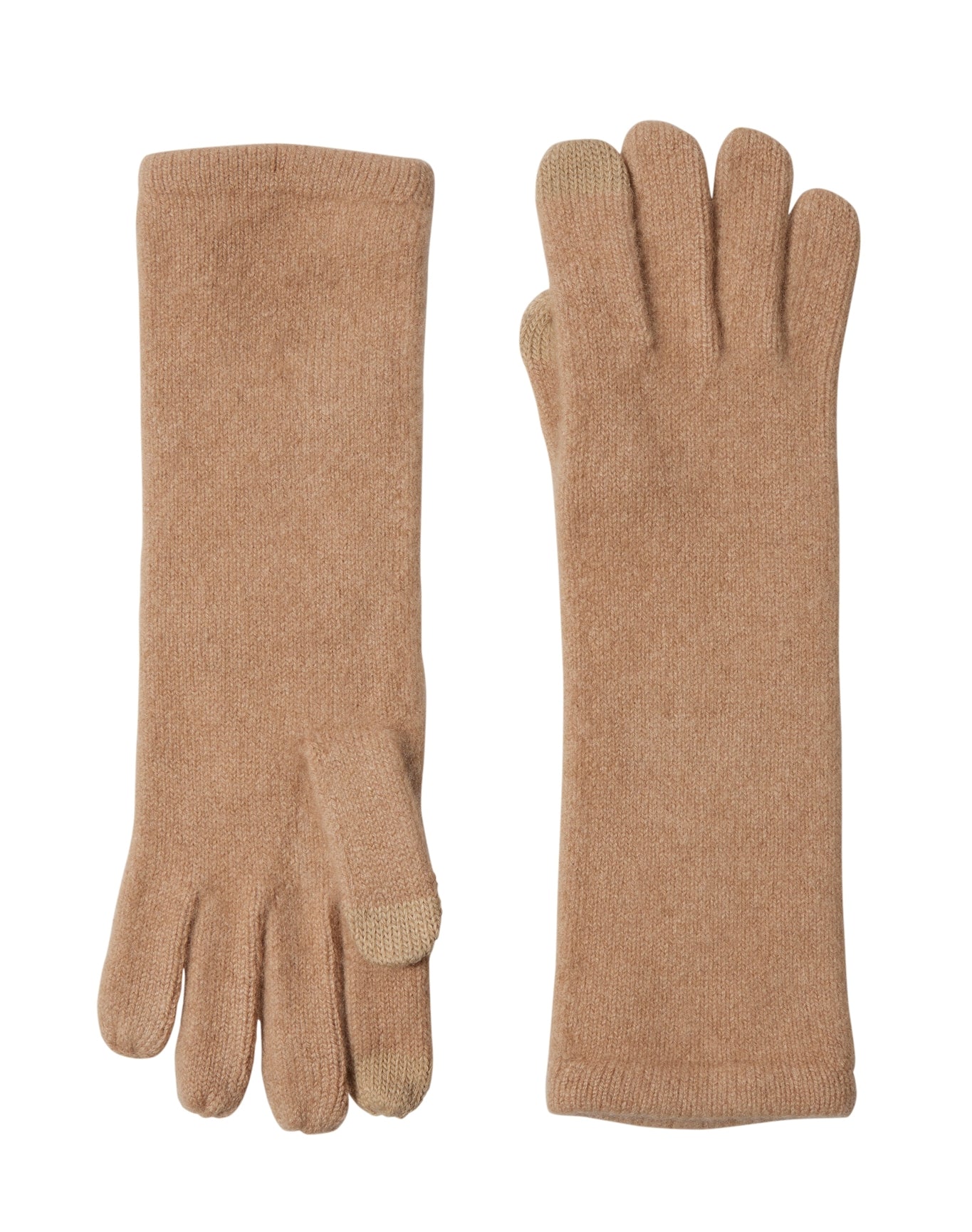 Sofia Cashmere | Women | Cashmere Mid Length Touch Screen Knit Jersey Glove | Camel