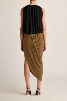 Solina Drape Skirt | Olive Ochre