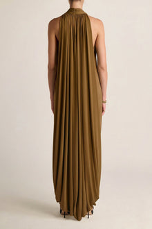 Solina Halter Dress | Olive Ochre