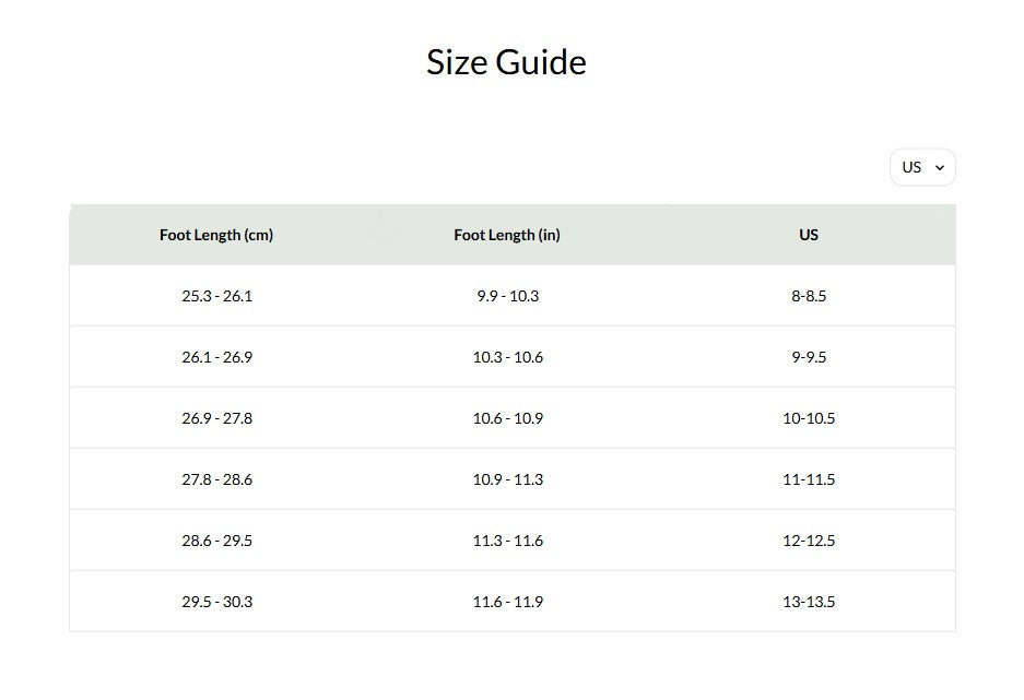 Product size guide