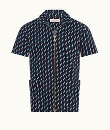 Sommerland Towelling Coray Jacquard Towelling Zip-Thru Shirt | Night Iris/Cerulean