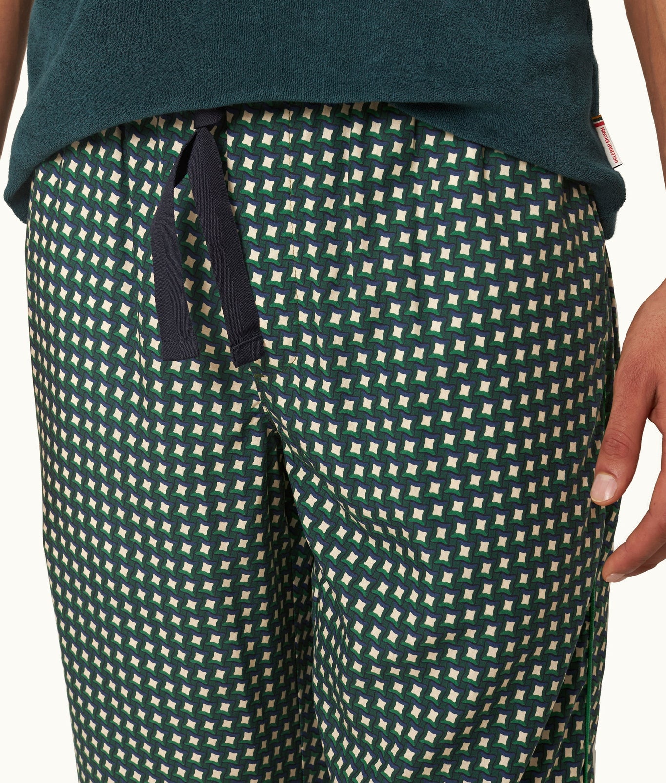 Sonoran Relaxed Fit Piscina Print Drawcord Trousers | Agave Green