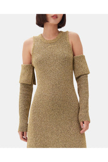 Sparkle Cold Shoulder Maxi Dress | Gold