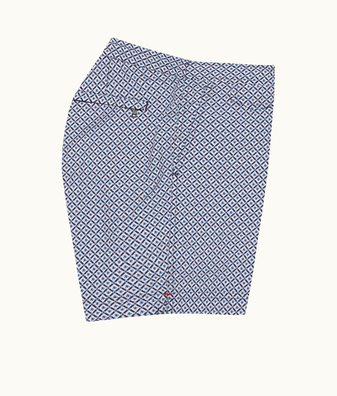 Standard Geo Print Mid-Length Drawcord Swim Shorts | Springfield Blue/White Sand