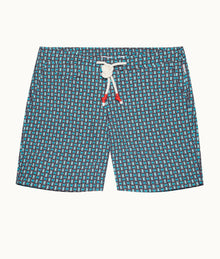 Standard Geo Tela Drawcord Mid-Length Swim Shorts | Crystal Sea