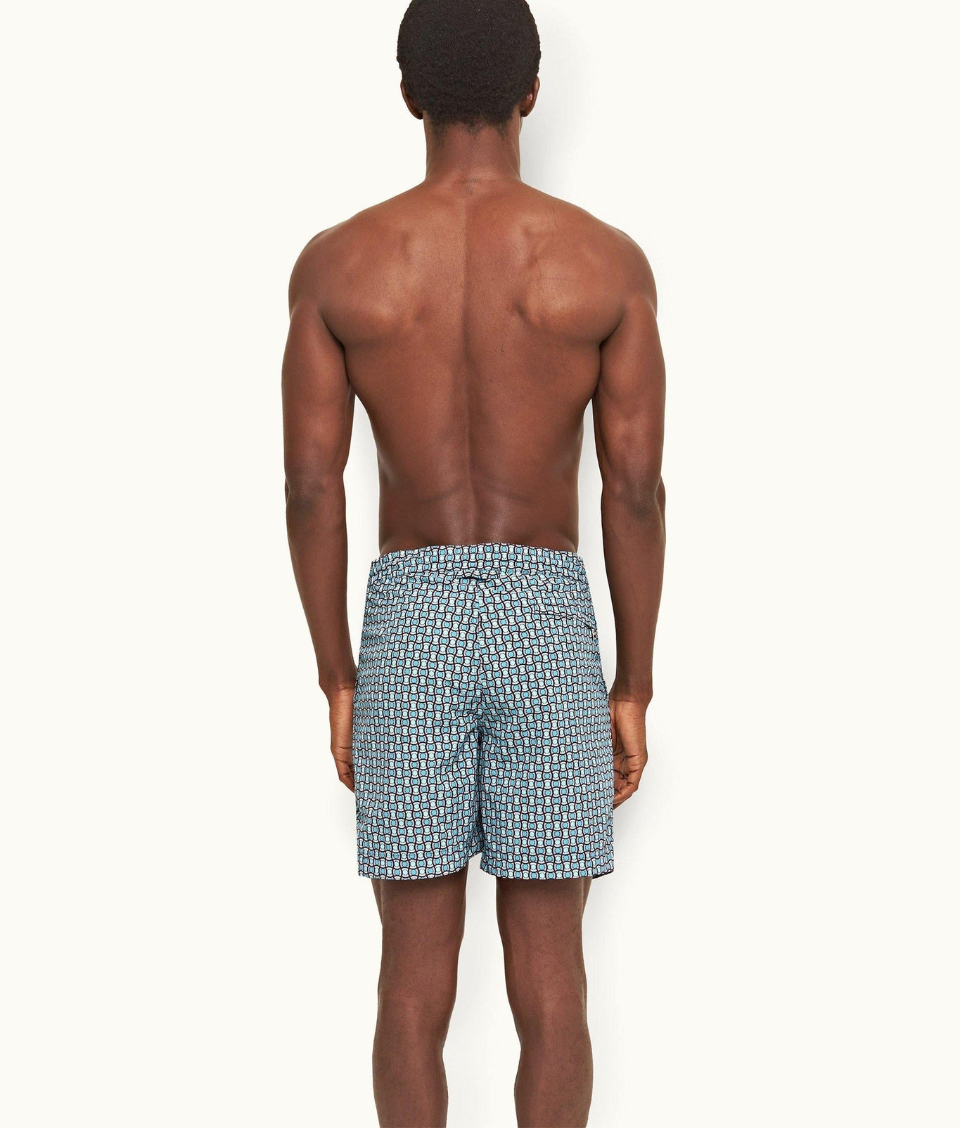 Standard Geo Tela Drawcord Mid-Length Swim Shorts | Crystal Sea
