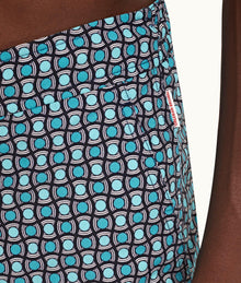 Standard Geo Tela Drawcord Mid-Length Swim Shorts | Crystal Sea