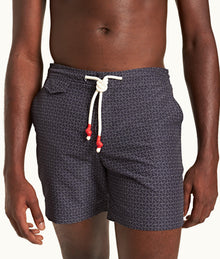Standard Swen Print Mid-Length Ripstop Drawcord Swim Shorts | Night Iris
