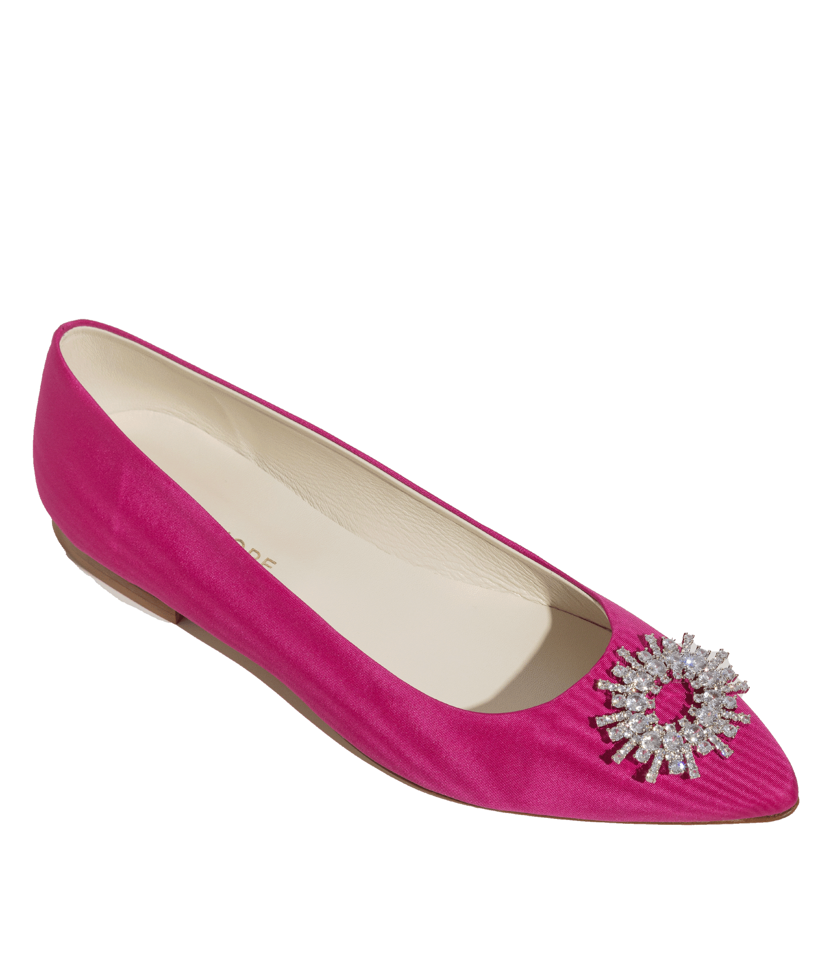 Stevie Ballerina Flats in Pink Silk Moire - Loren Hope