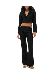 Stretch Jacquard Cropped Blazer | Black