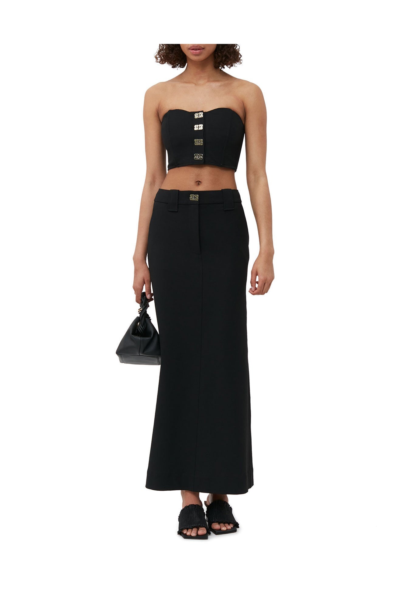 Stretch Suiting Corsage Top | Black