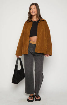 Suki Suede Oversized Jacket | Tan