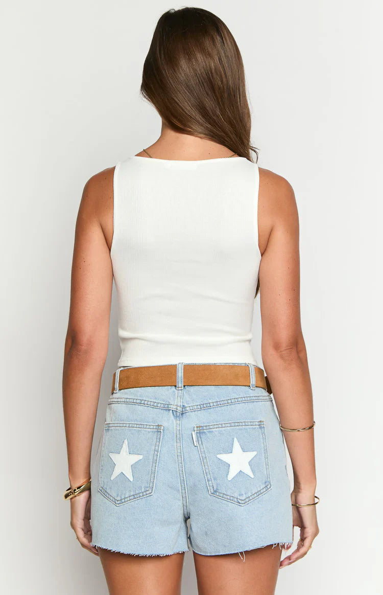 Suzie USA Embroidered Tank Top | White