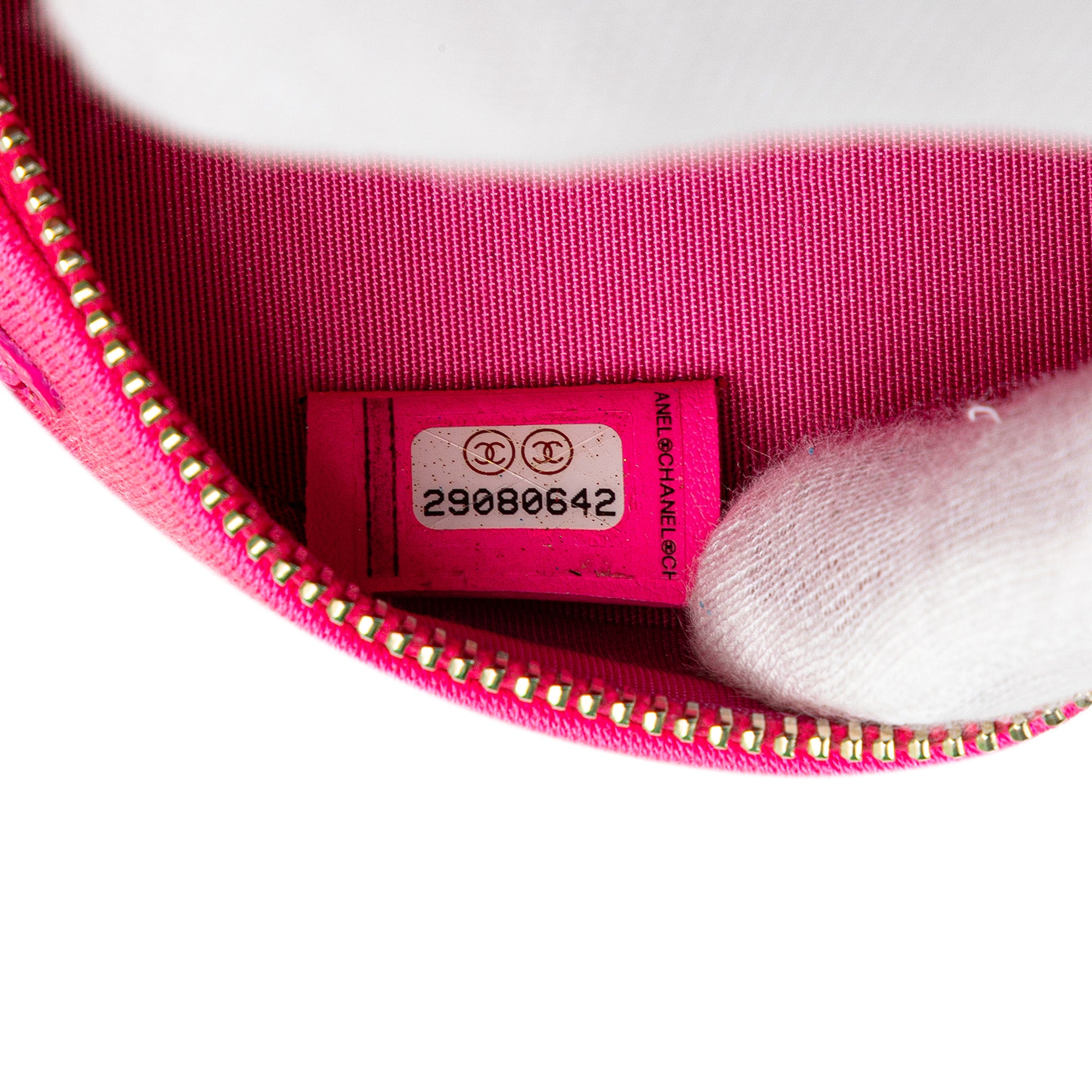Chanel | Pre-Owned Jersey 19 Round Clutch on Chain | Pink/Hot Pink