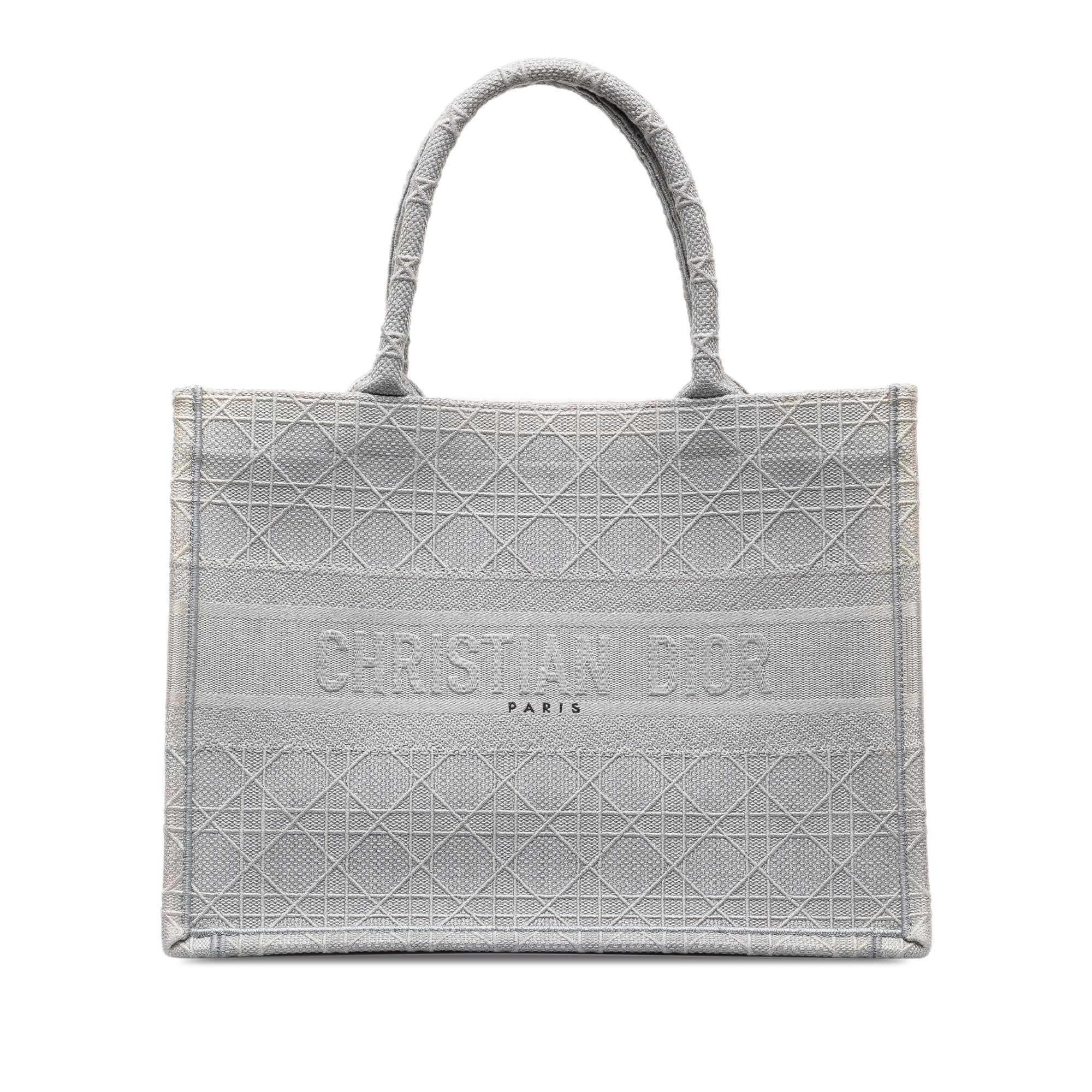 Dior | Pre-Owned Medium Cannage Embroidered Book Tote - I | Gray