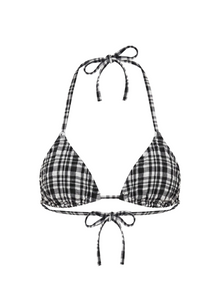 Womens | Iris Bikini Top Puckered Plaid | Noir