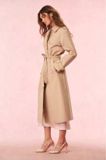 Thiel Bow-Embroidered Trench Coat | Toffee Nude