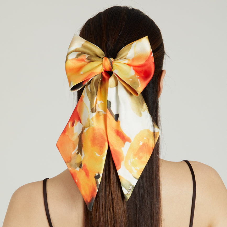 Tracy Satin Bow Barette | Orange
