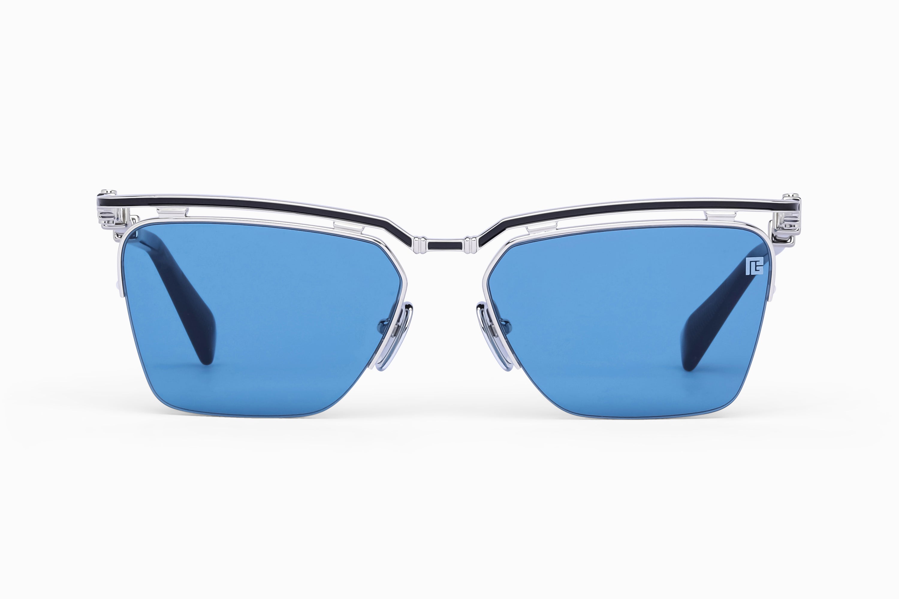 Womens | Triomphe - II Sunglass | Silver - Black Enamel - Crystal Black Havana | Blue