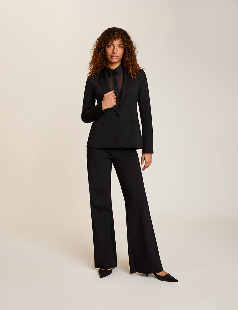 Chic Mesh Button Down Shirt::Black::
