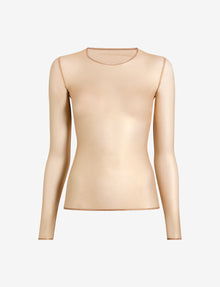 Gilded Chic Mesh Long Sleeve Top::Gold::Main