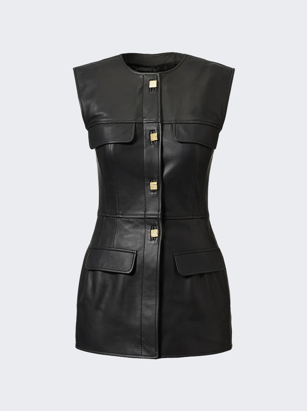 Women | TOVE | Gia Leather Top Black