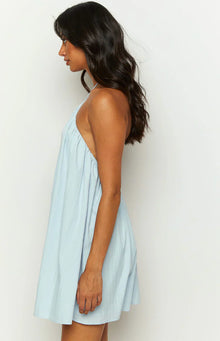 Talei Halter Puff Mini Dress | Blue