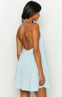 Talei Halter Puff Mini Dress | Blue