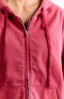 Tate Oversized Hooded Jacket | Washed Red