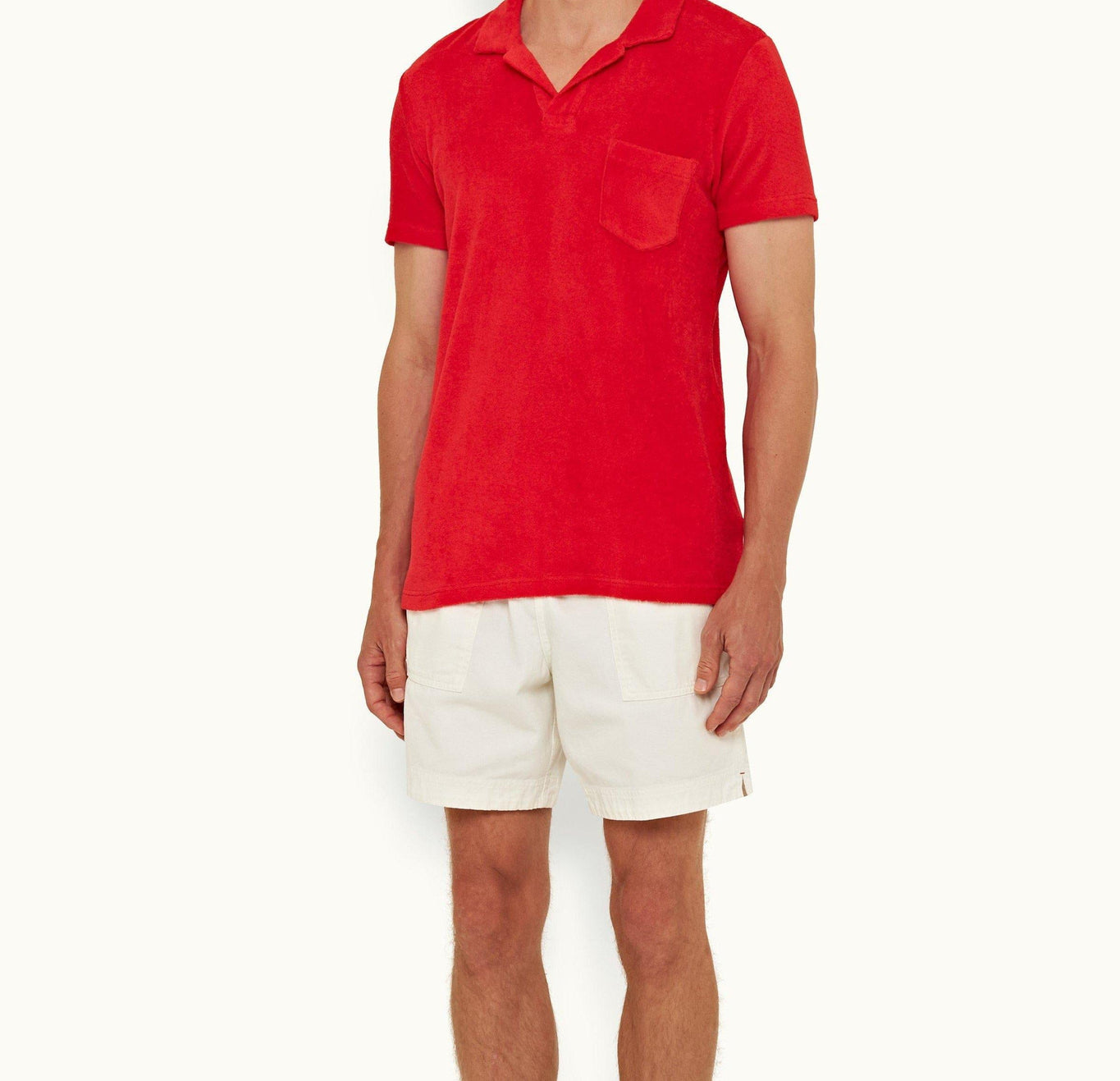 Terry Towelling Tailored Fit Towelling Resort Polo Shirt | Summer Red