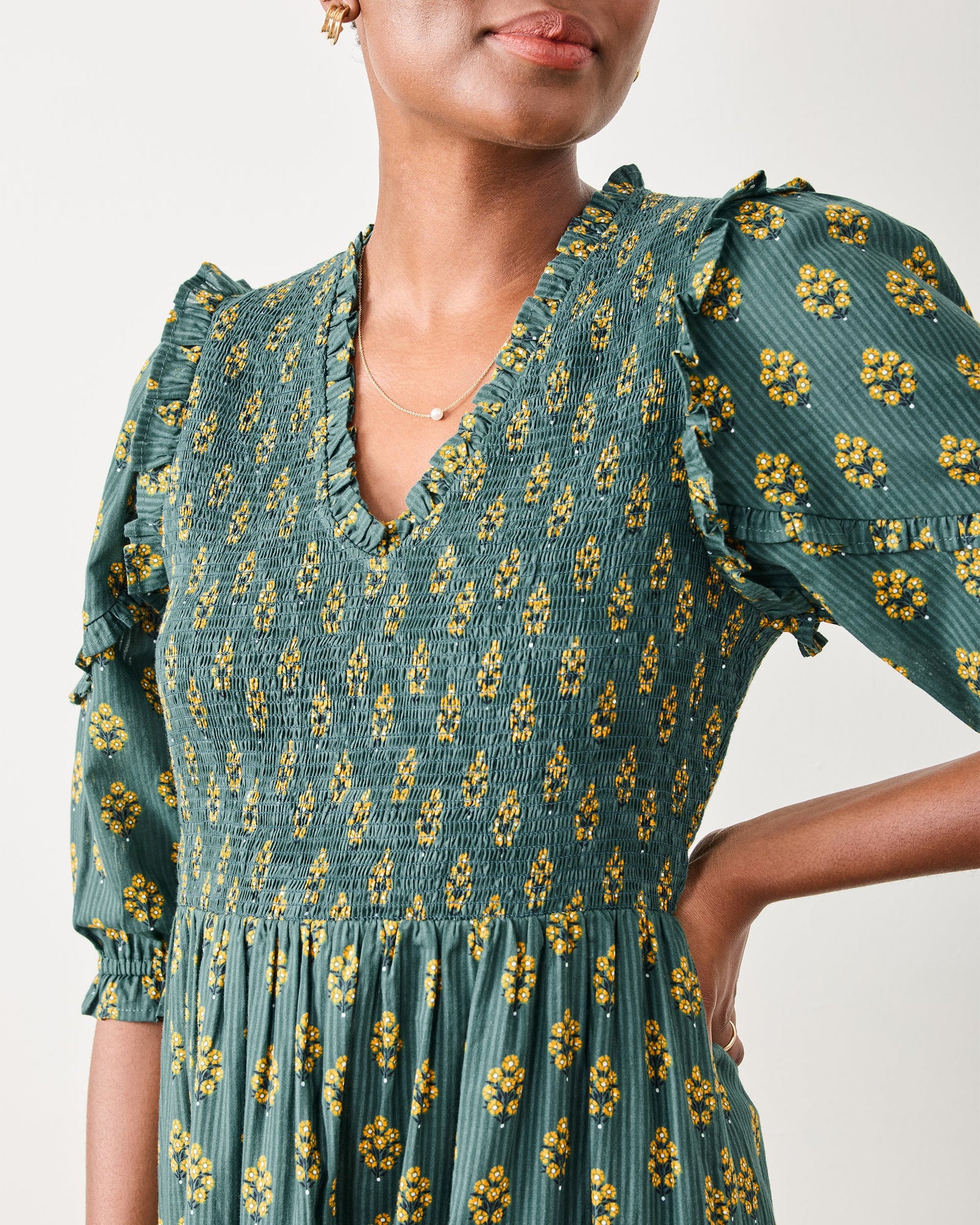 Texas Bouquet - Myrtle Dress - Desert Moss - Printfresh