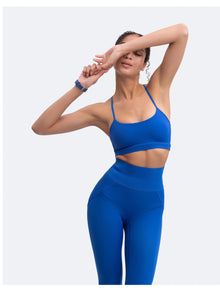 Thin Straps Seamless Sports Bra | Blue