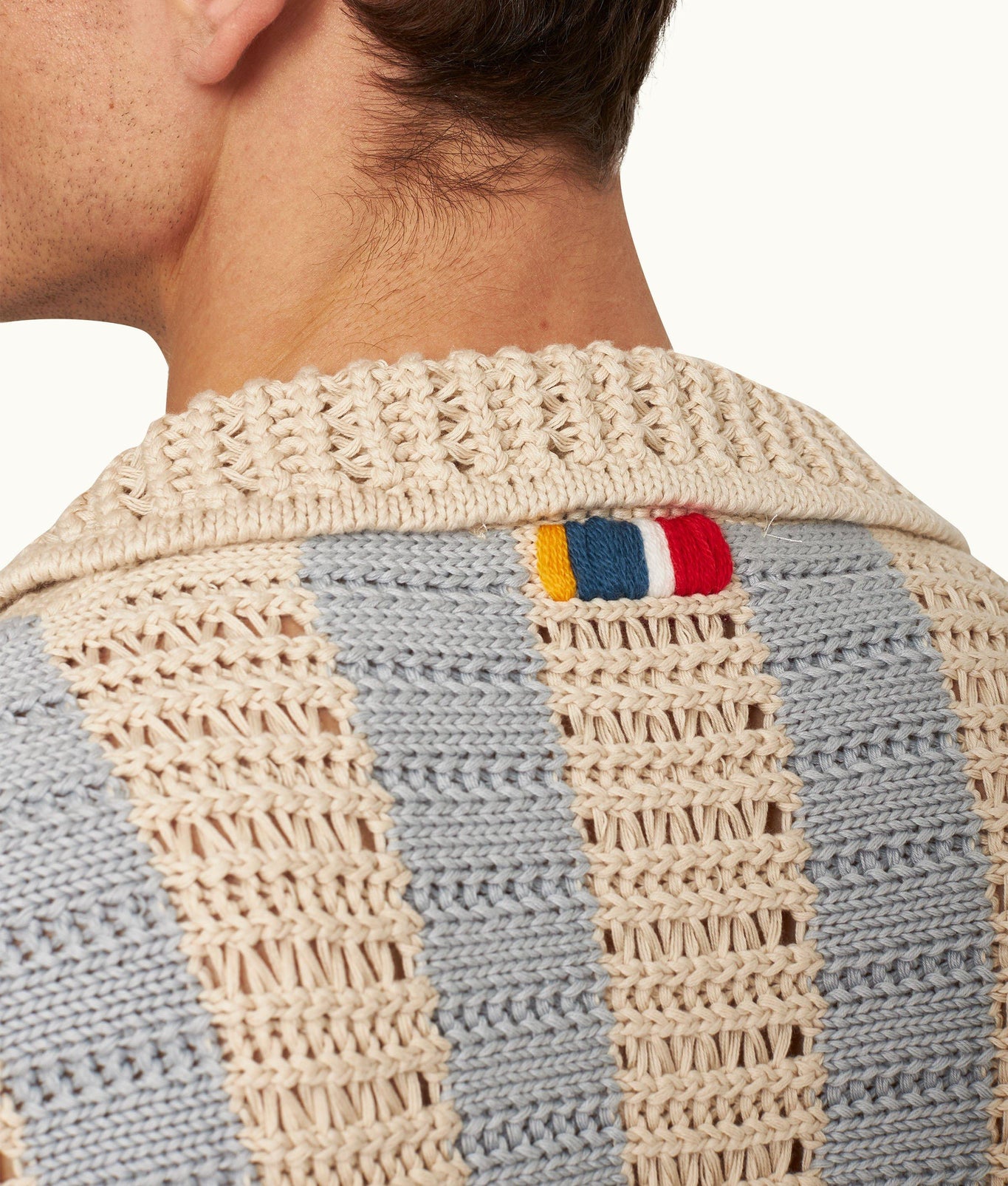 Thomas Crochet Crochet Stripe Organic Cotton Shirt Knitted | Light Sky Pool/White Sand