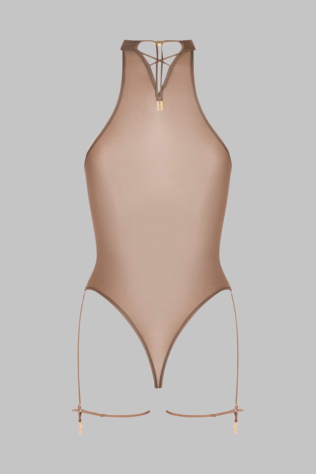 Halter Neck Thong Bodysuit - French Kiss Light | Mocha