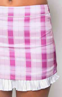 Till Forever Check Mini Skirt | Pink