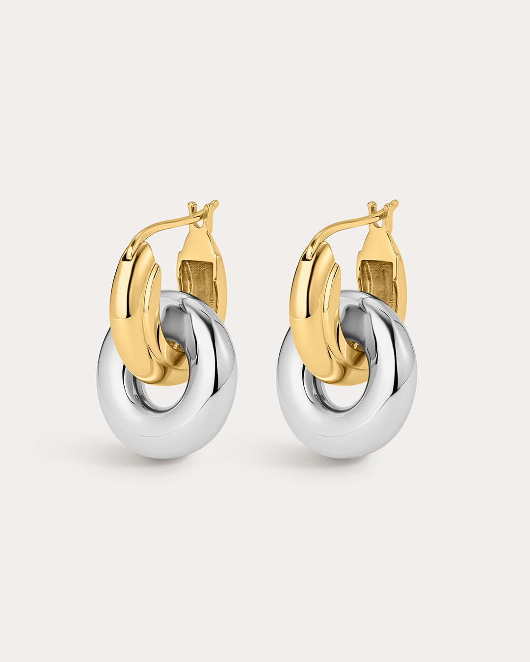 Two-Tone Interlock Hoops | Gold