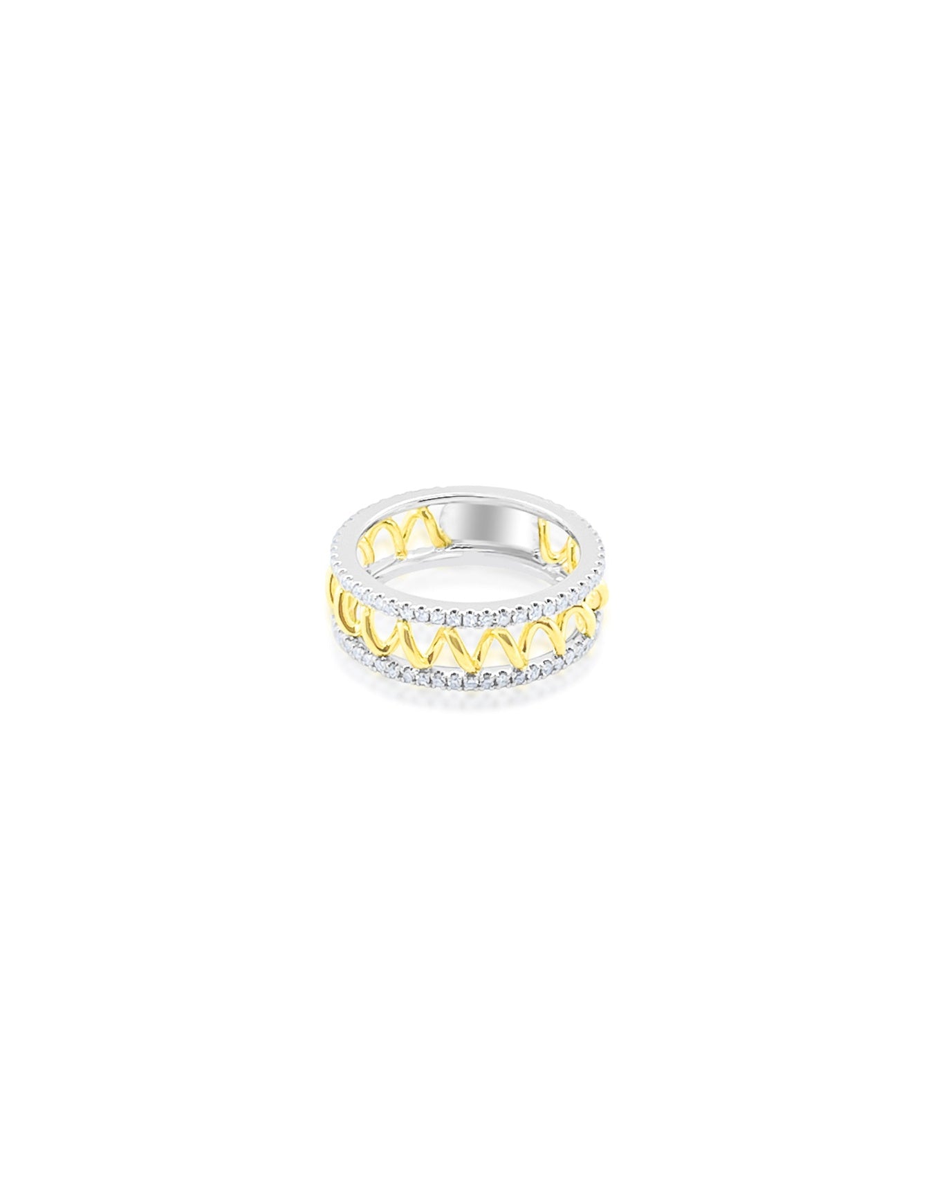 Two Tone Diamond Squiggle Band | 14K White And Yellow Gold