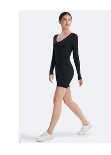 U-back Long Sleeve Bodysuit | Inky Black