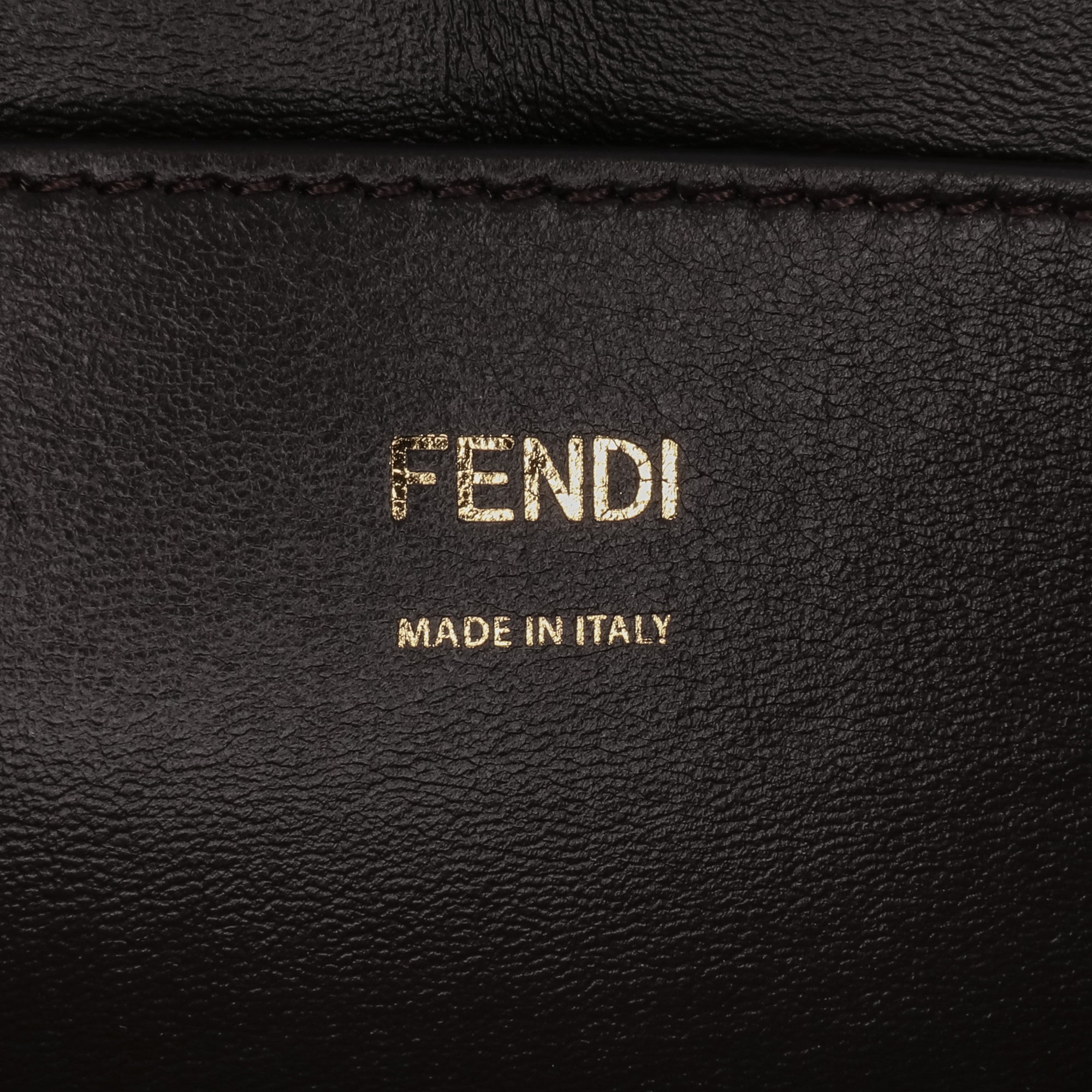 Fendi | Pre-Owned Calfskin Vitello King Nubuck Pequin Karligraphy Pocket Shoulder Bag | Brown
