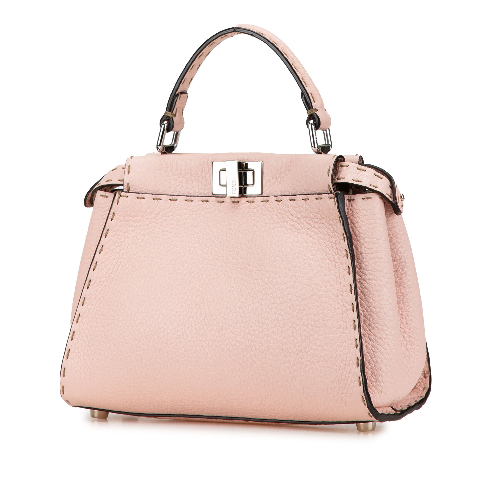 Fendi | Pre-Owned Mini Leather Sakura Selleria Peekaboo Satchel | Pink/Light Pink