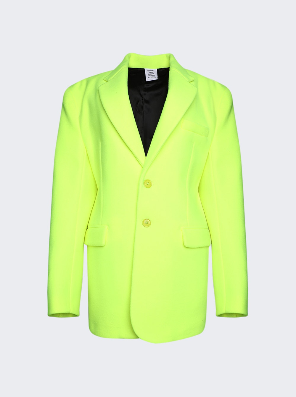 Women | VETEMENTS | Fleece Tailored Blazer Jacket | Flurorescent Yellow
