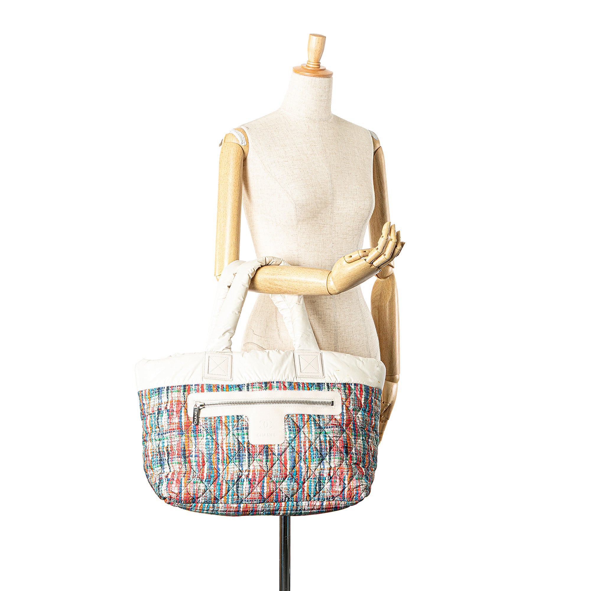 Chanel | Pre-Owned Nylon Tweed Printed Coco Cocoon Tote | Multi