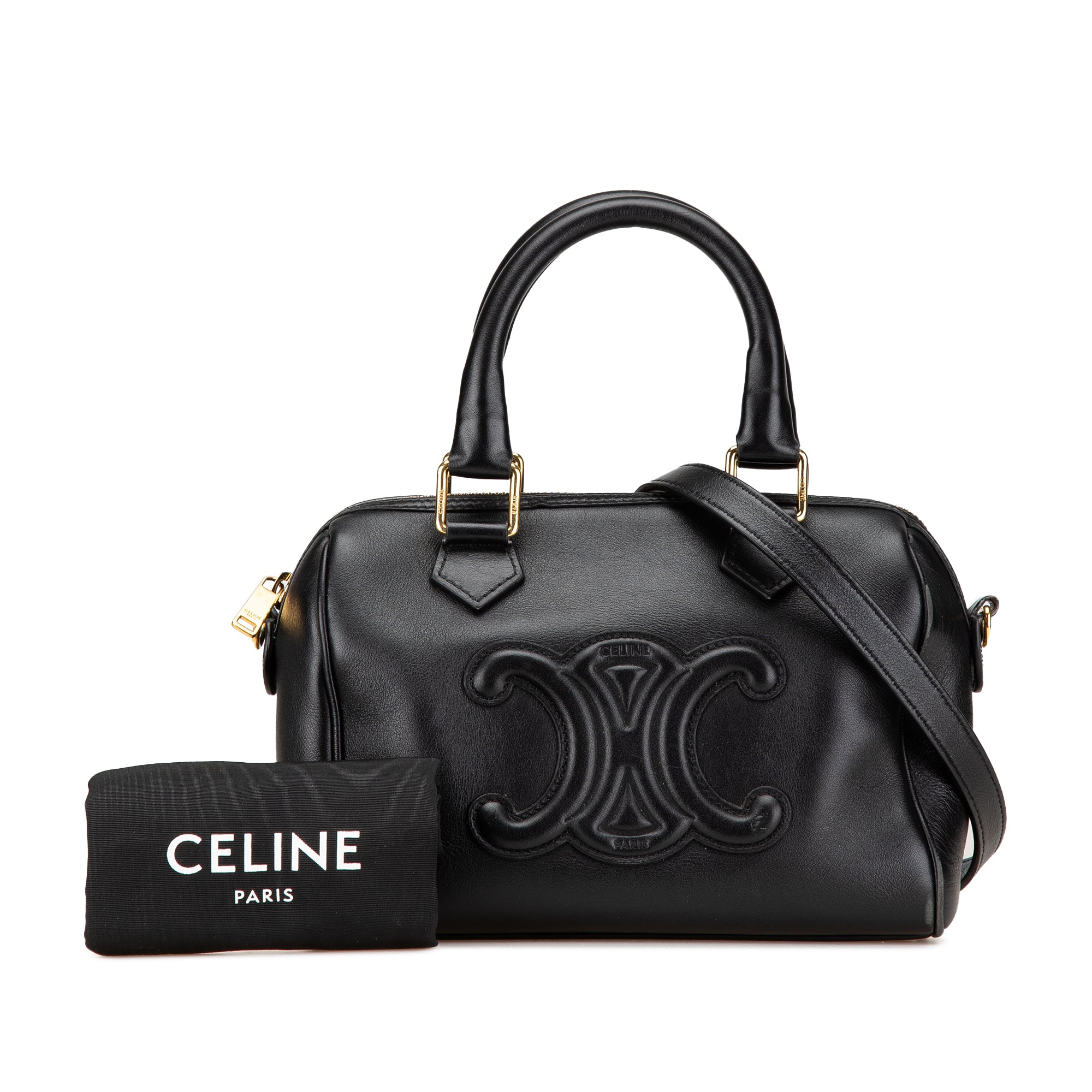 Celine | Pre-Owned Smooth Calfskin Cuir Triomphe Satchel | Black